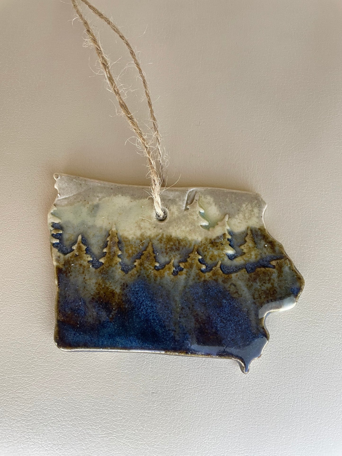 Iowa Rustic Clay Ornament