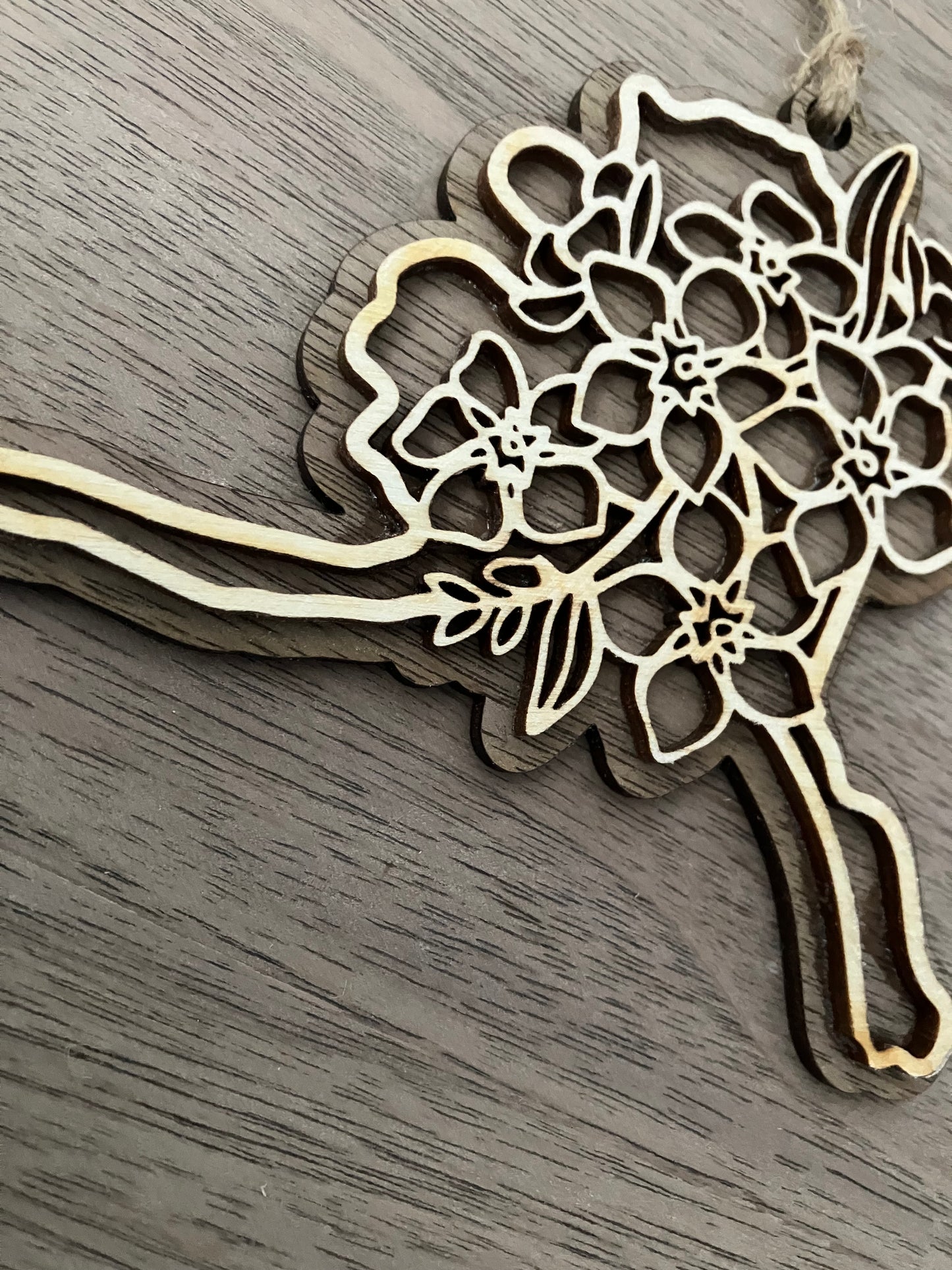 Wooden Alaska State Flower Ornament