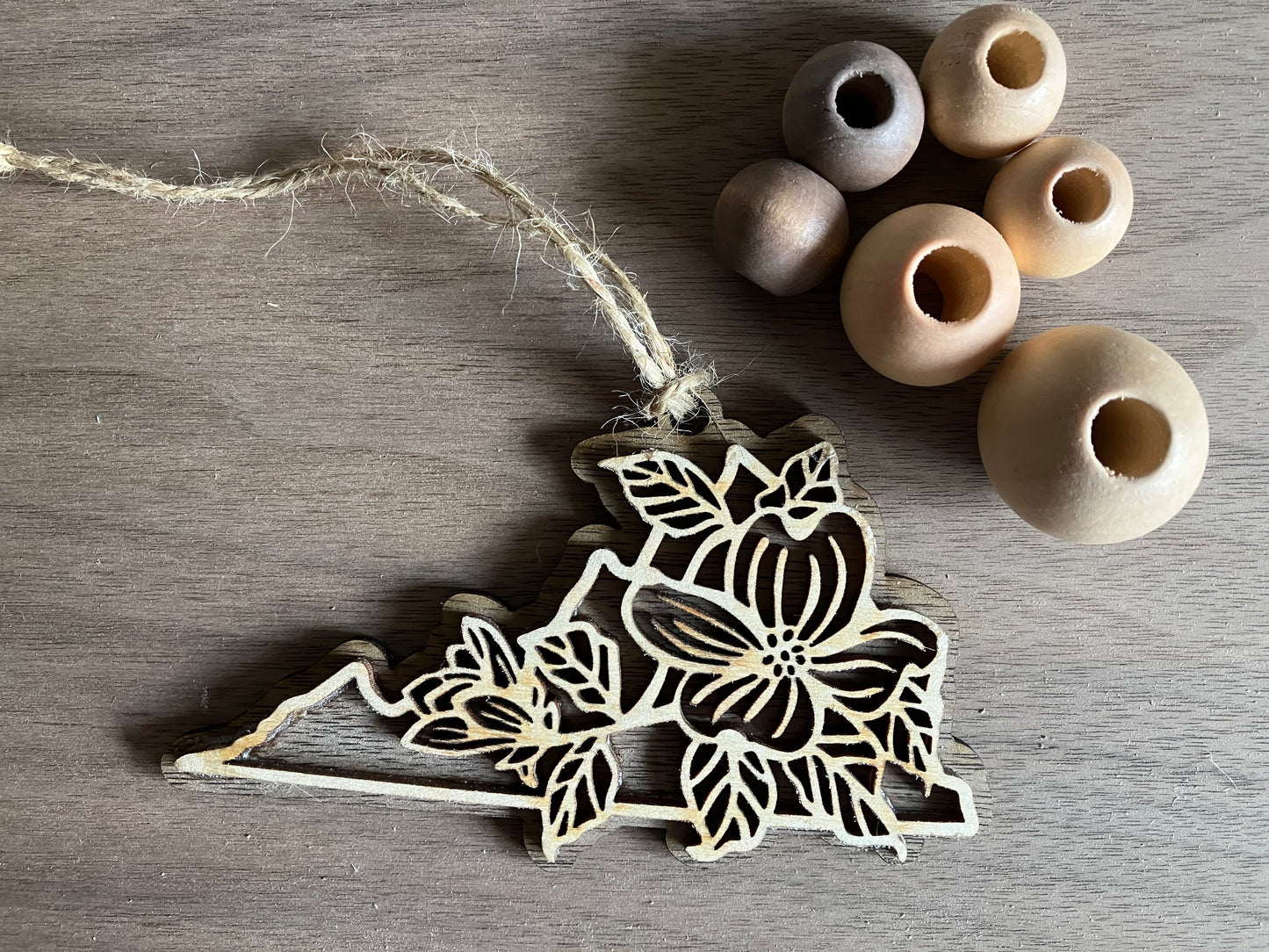 Wooden Virginia State Flower Ornament