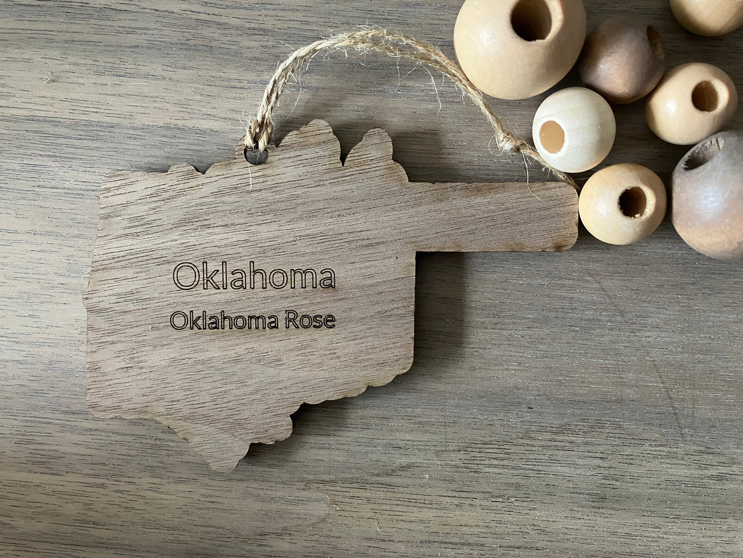 Wooden Oklahoma State Flower Ornament