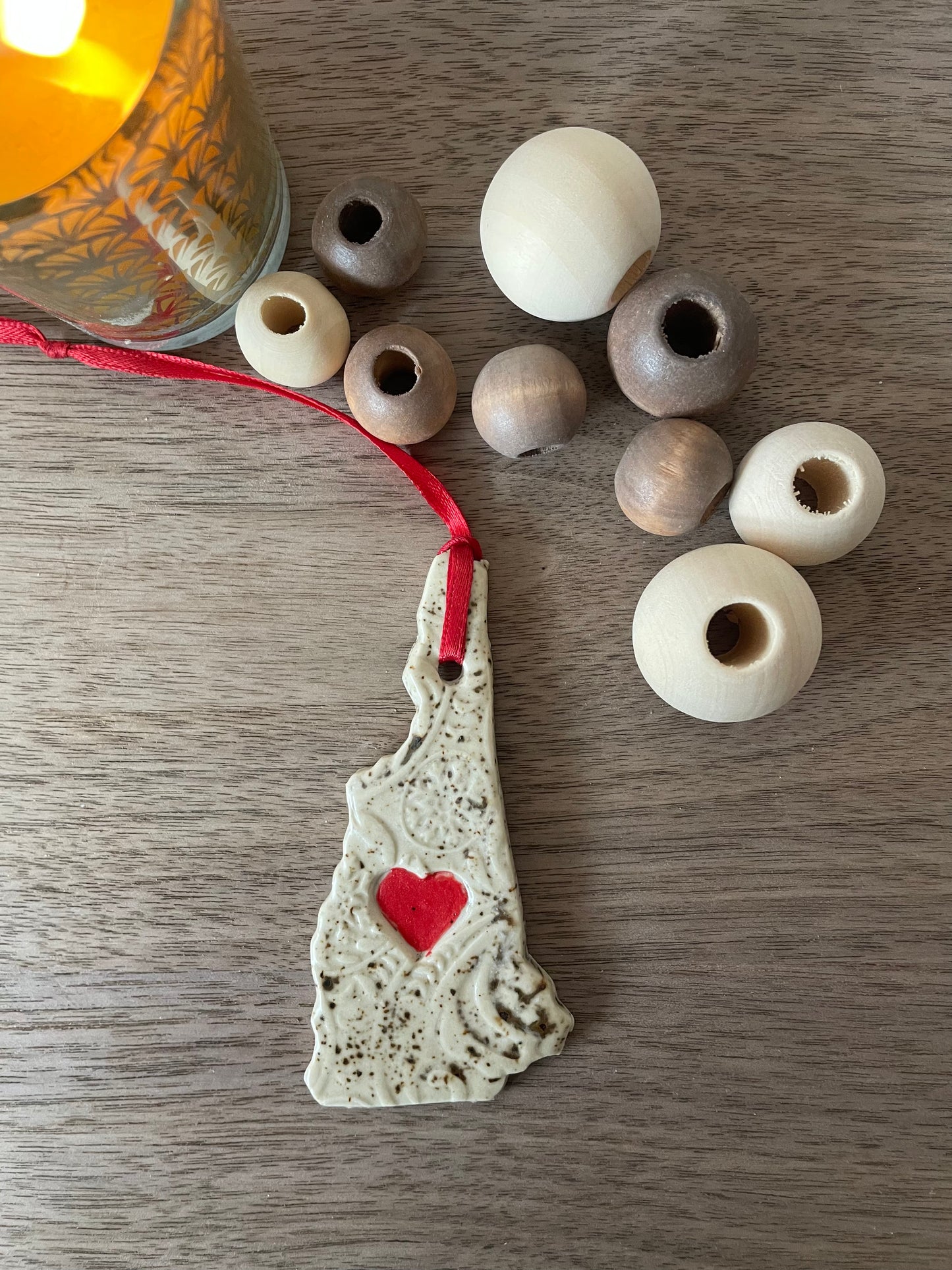 New Hampshire Rustic Clay Ornament