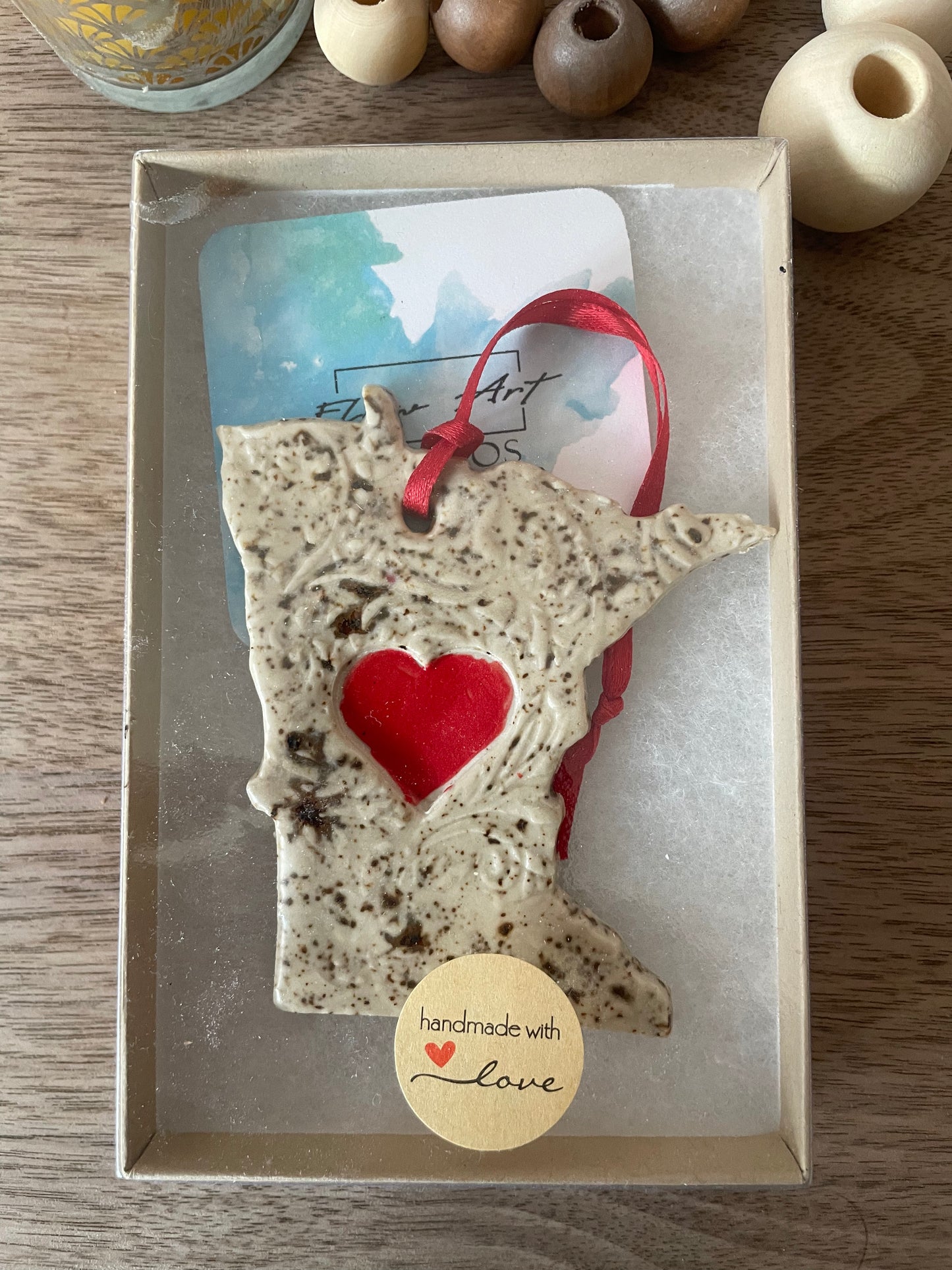 Minnesota Rustic Clay or Heart Ornament