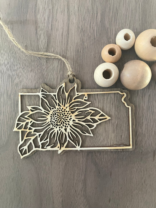 Wooden Kansas State Flower Ornament
