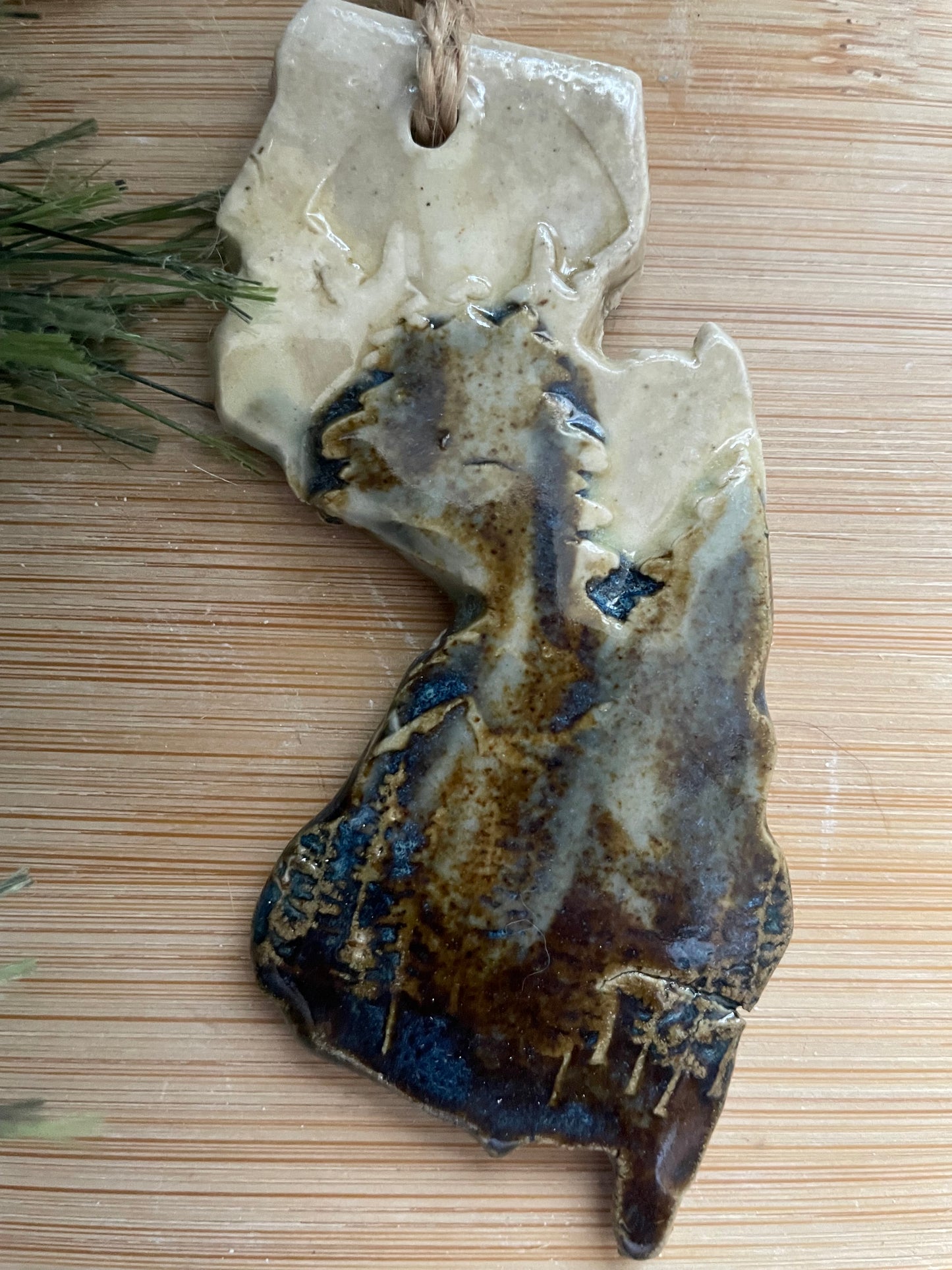 New Jersey Rustic Clay Ornament