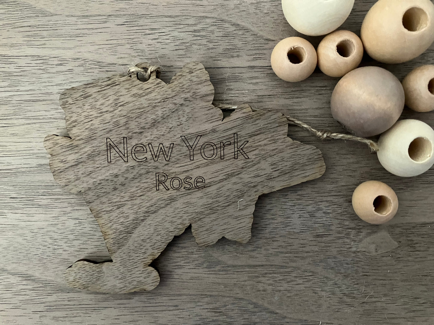 Wooden New York State Flower Ornament