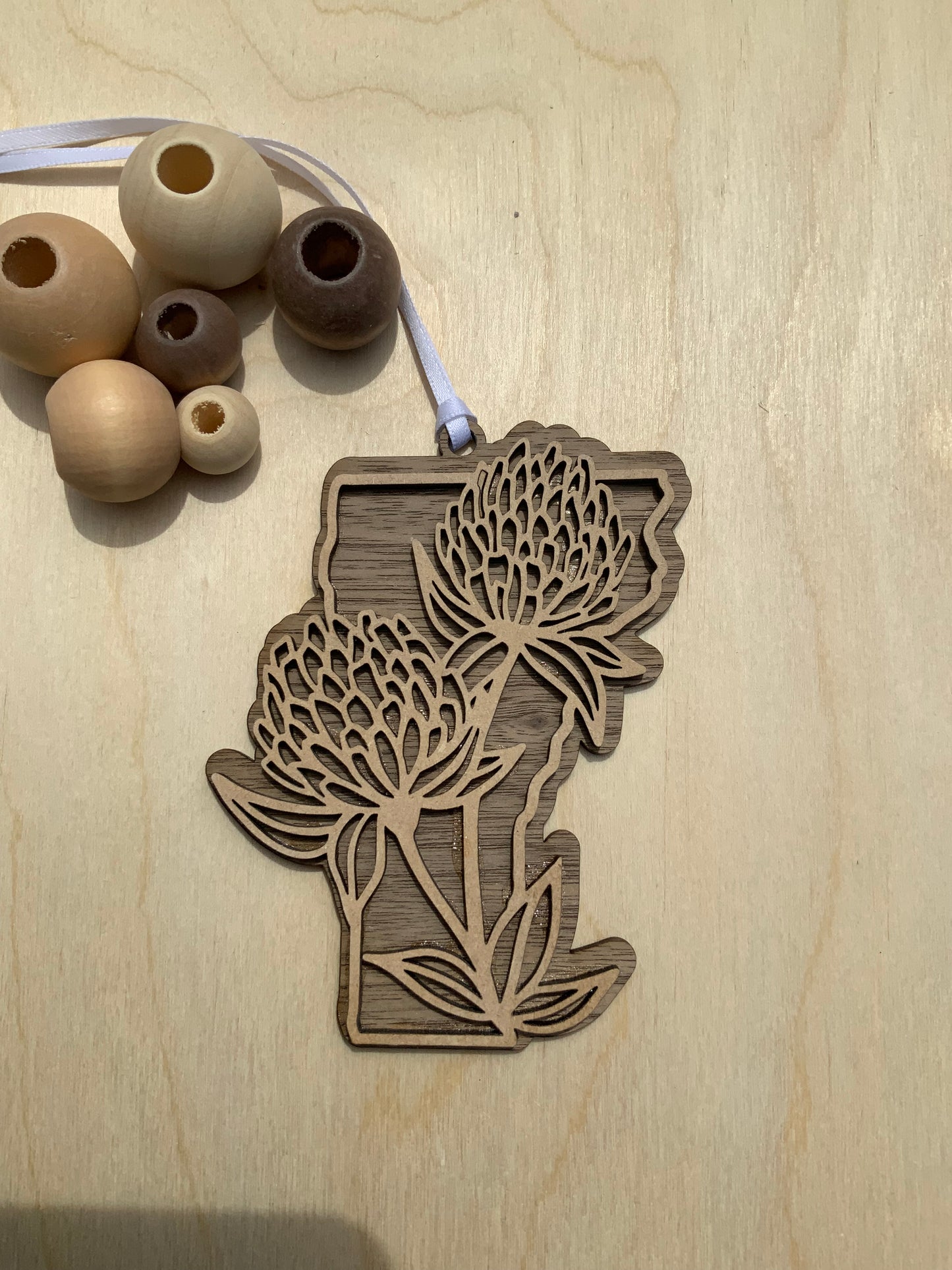 Vermont Wooden State Flower Ornament