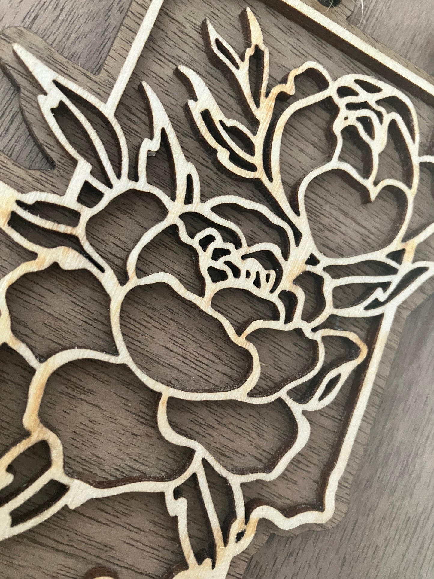 Wooden Indiana State Flower Ornament