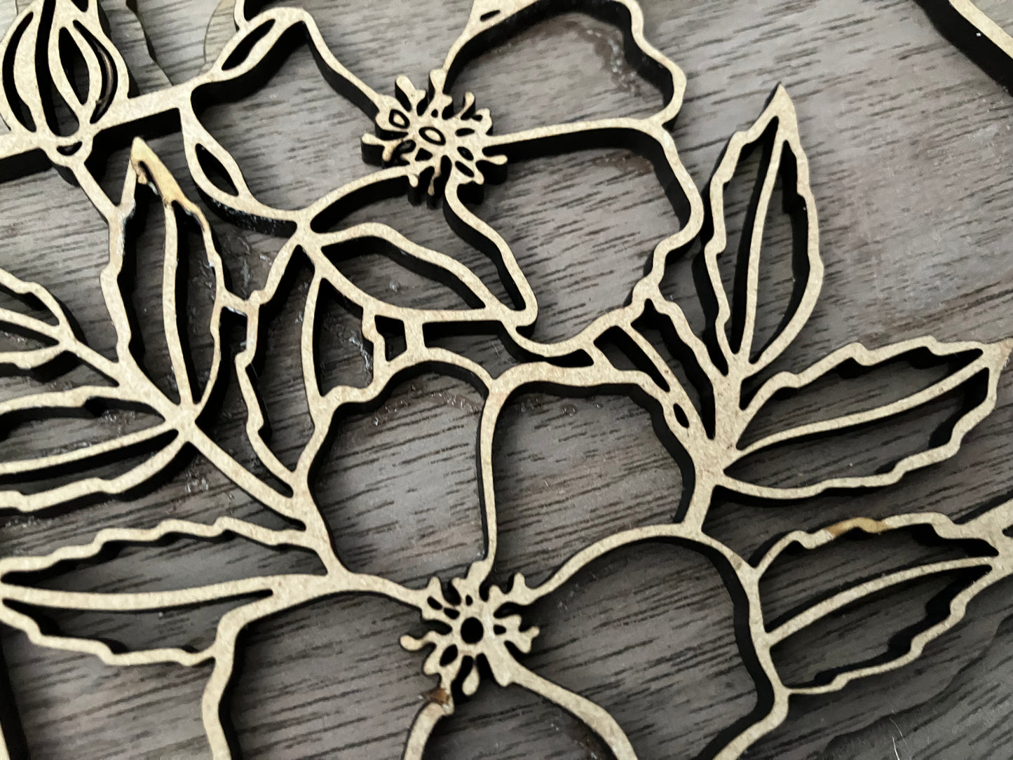 Wooden North Dakota State Flower Ornament