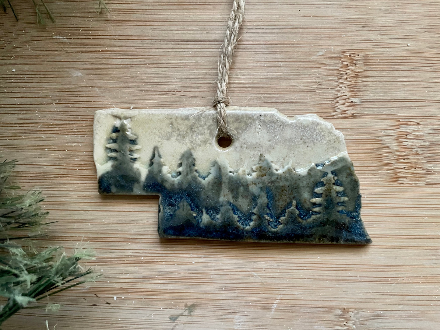Nebraska Rustic Clay Ornament