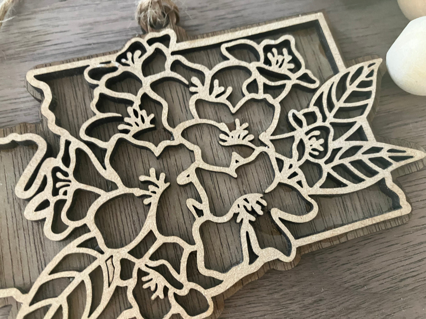 Wooden Washington State Flower Ornament