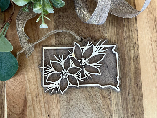Wooden South Dakota State Flower Ornament