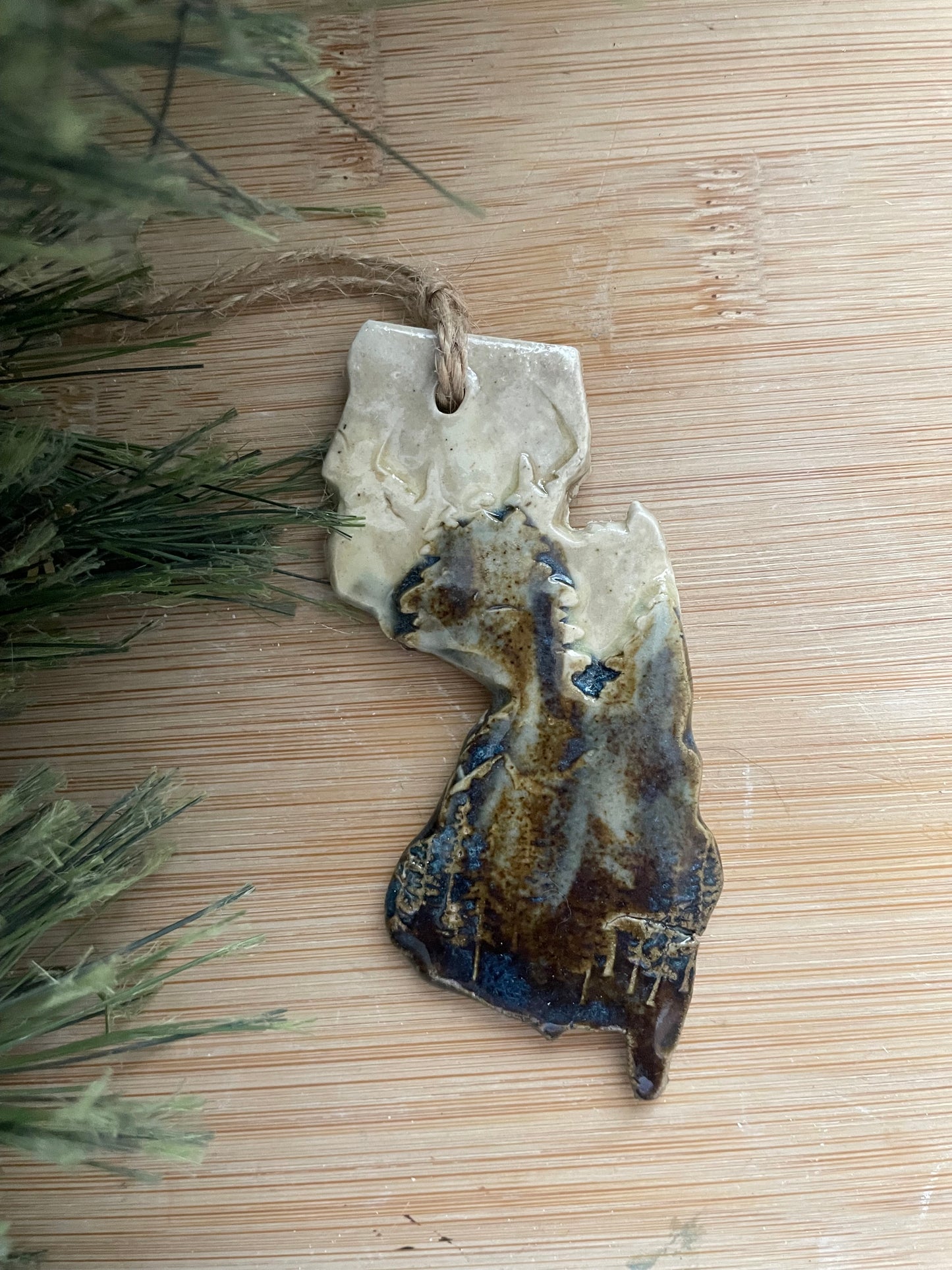 New Jersey Rustic Clay Ornament
