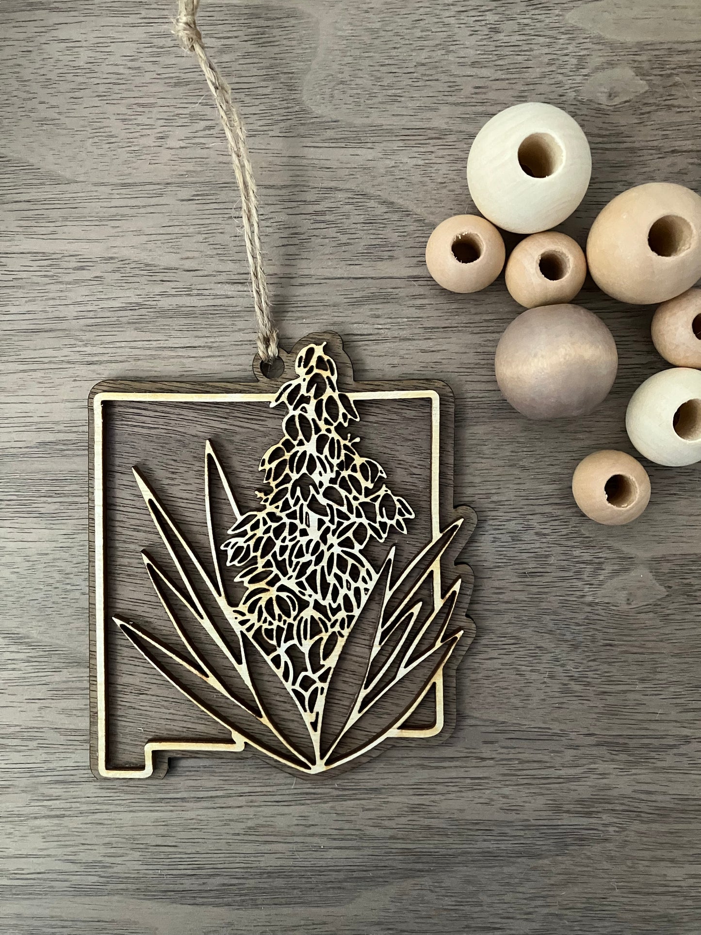 Wooden New Mexico State Flower Ornament
