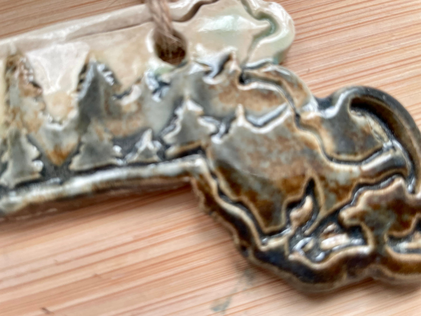 Massachusetts Rustic Clay Ornament