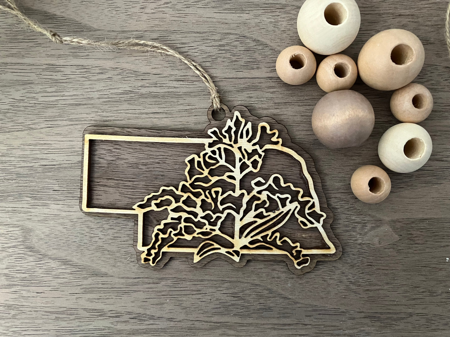 Nebraska Wooden State Flower Ornament