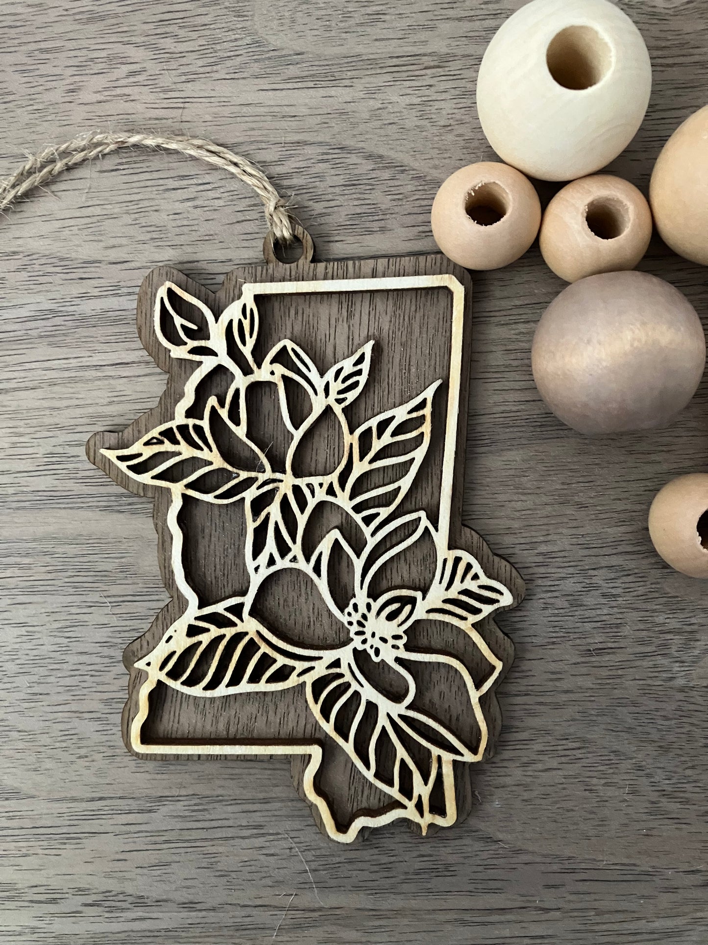 Mississippi Wooden State Flower Ornament