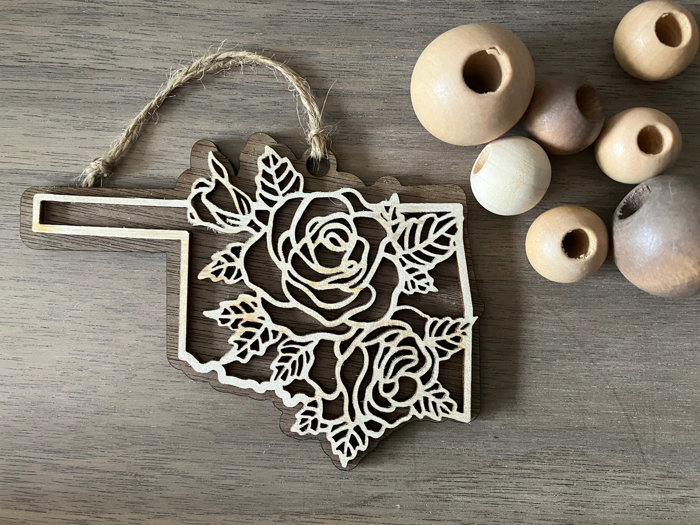 Wooden Oklahoma State Flower Ornament