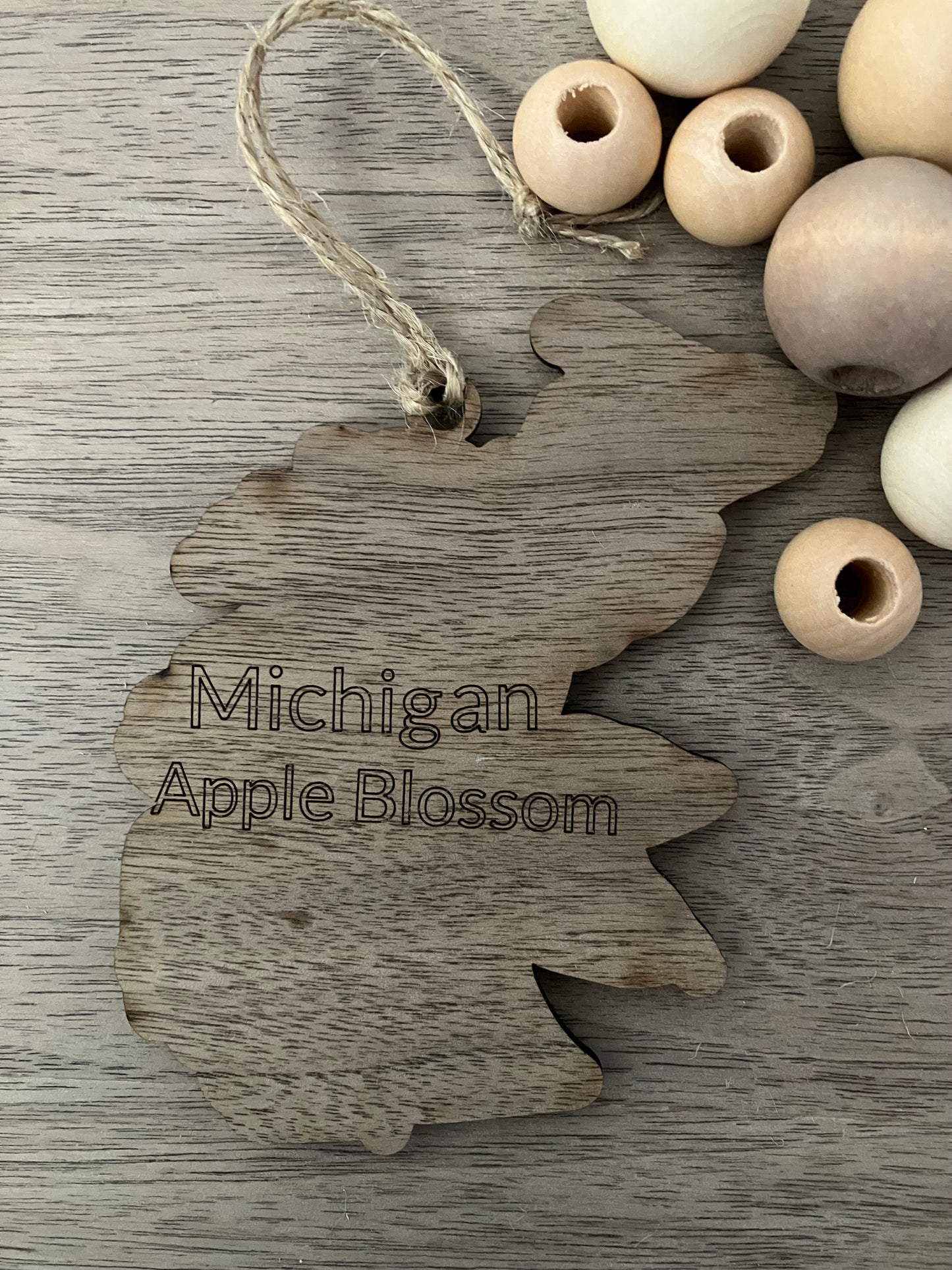 Michigan Wooden State Flower Ornament