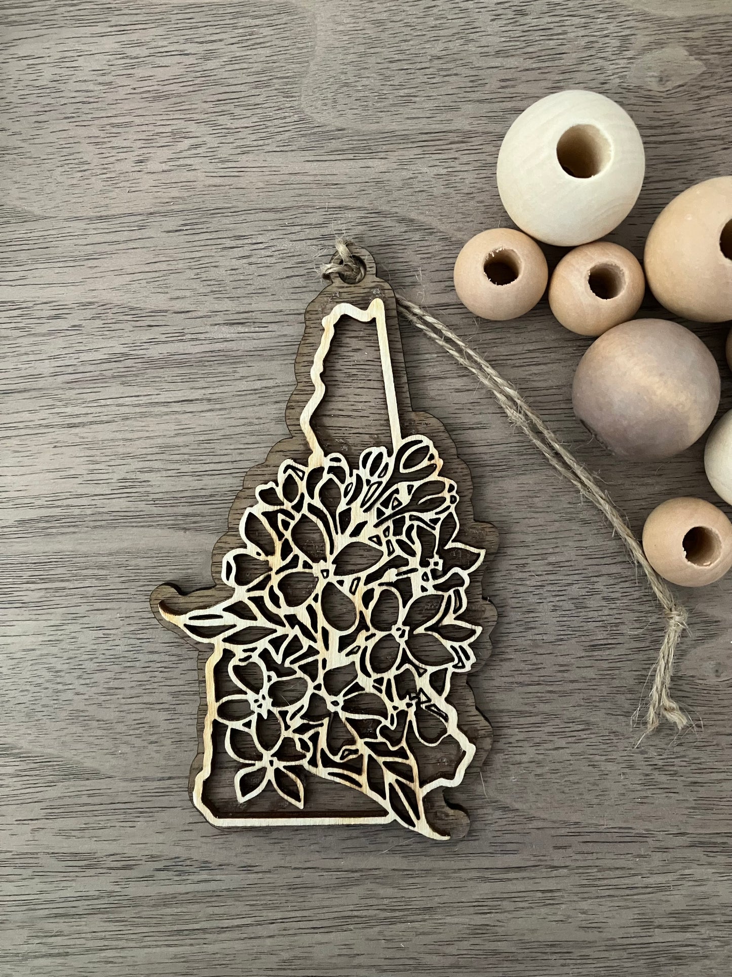 Wooden New Hampshire State Flower Ornament