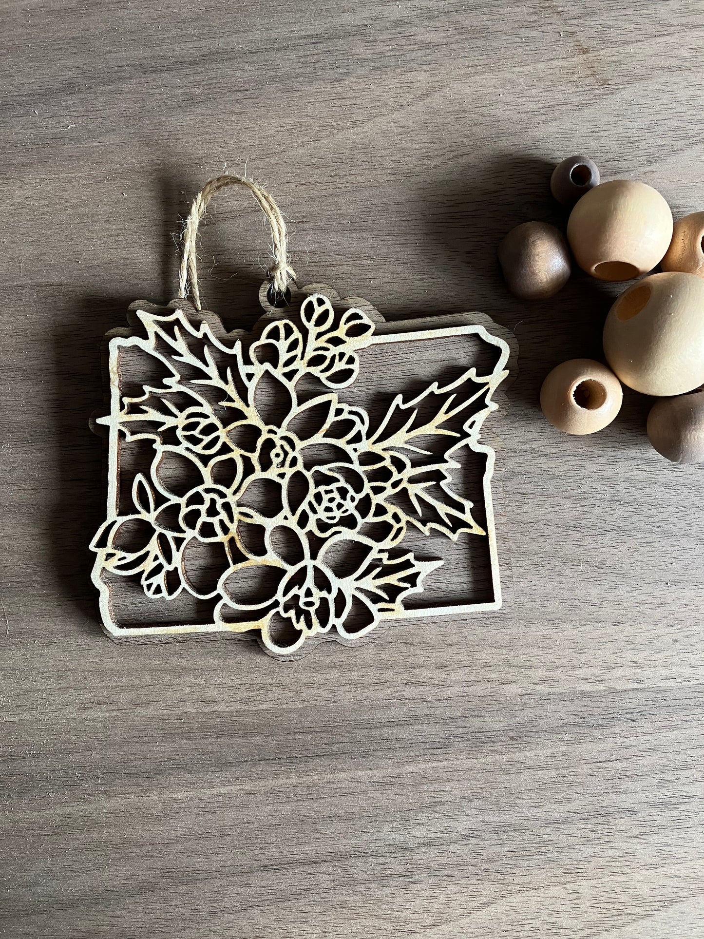 Wooden Oregon State Flower Ornament
