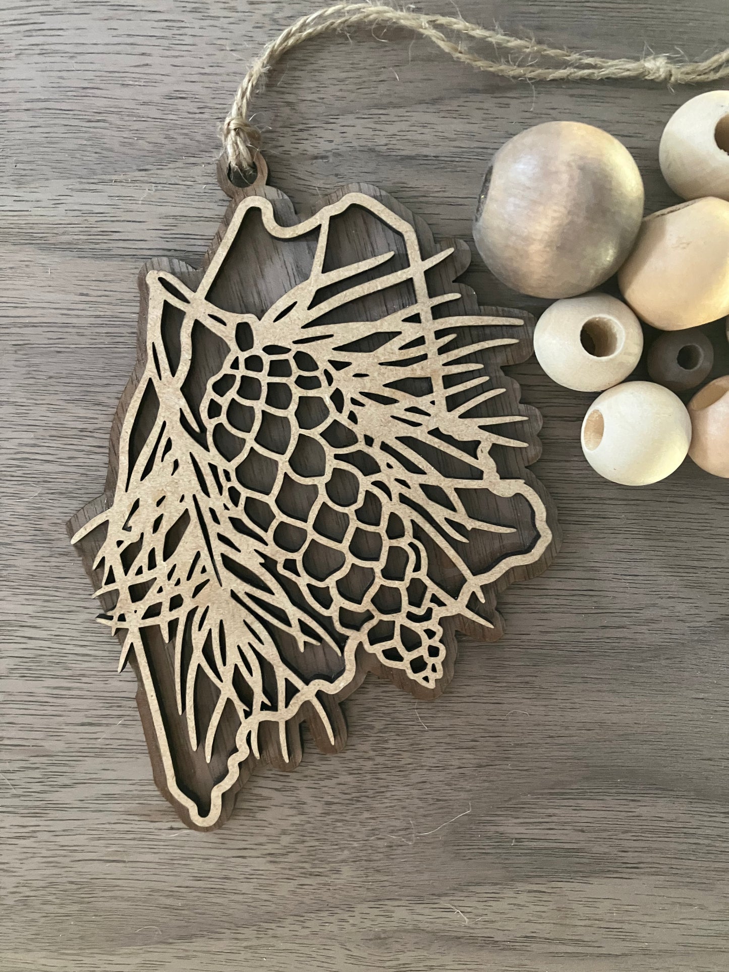 Wooden Maine State Flower Ornament