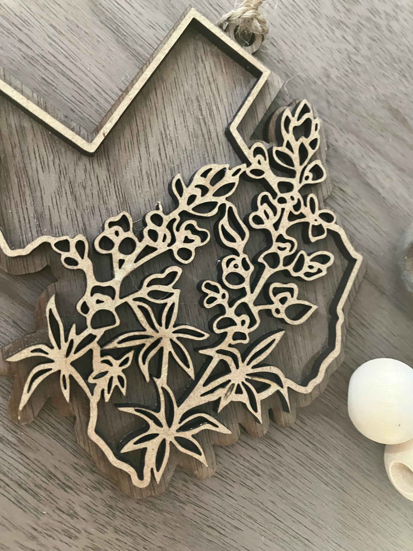 Wooden Texas State Flower Ornament
