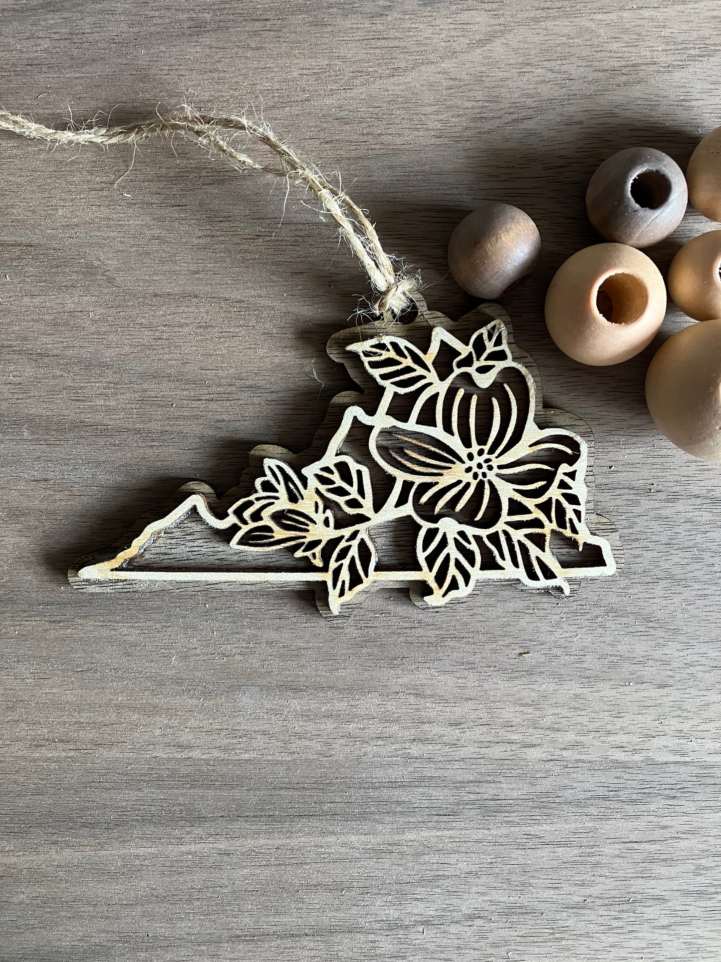 Wooden Virginia State Flower Ornament