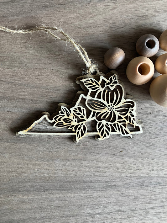 Wooden Virginia State Flower Ornament