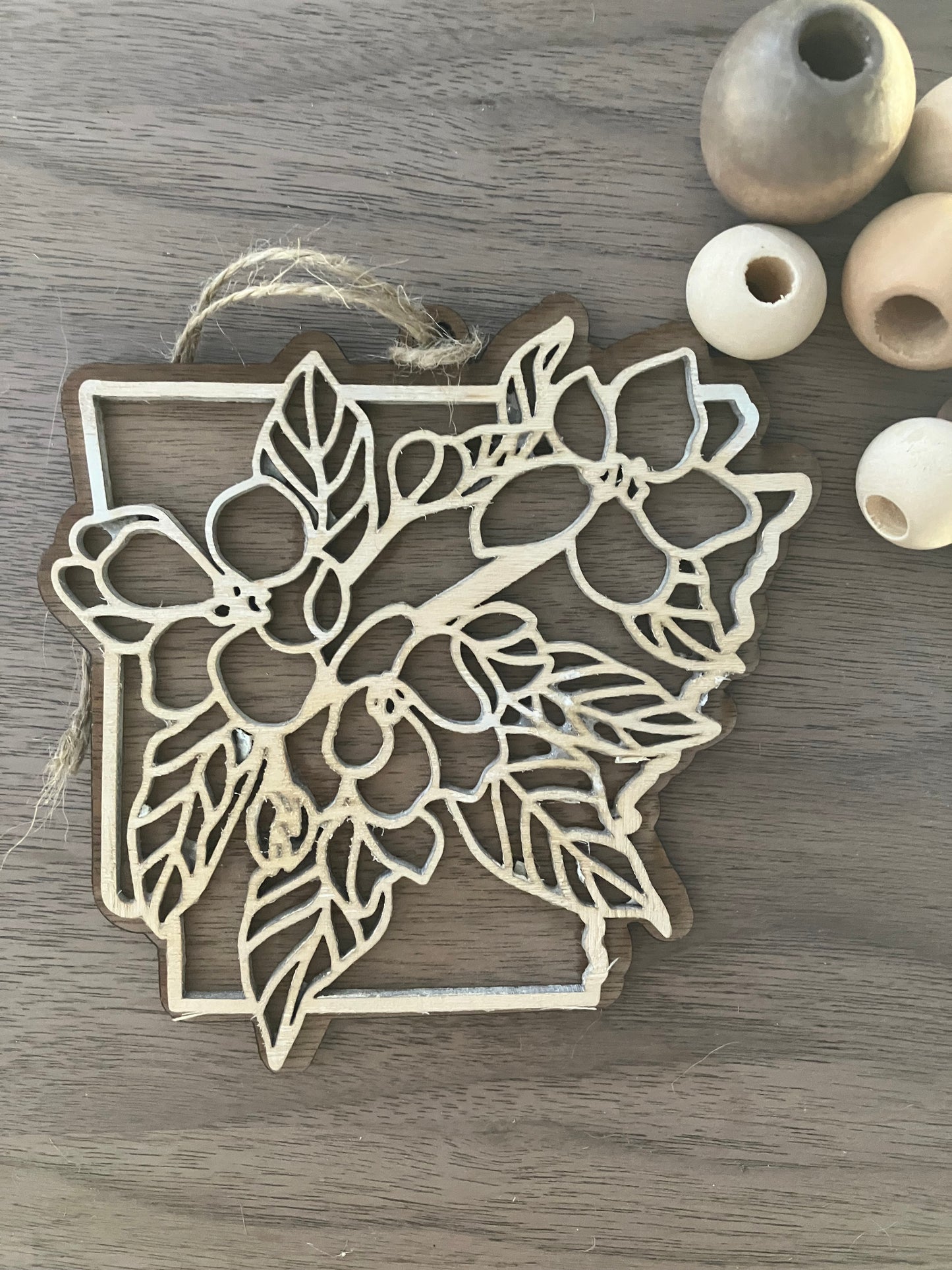 Wooden Arkansas State Flower Ornament