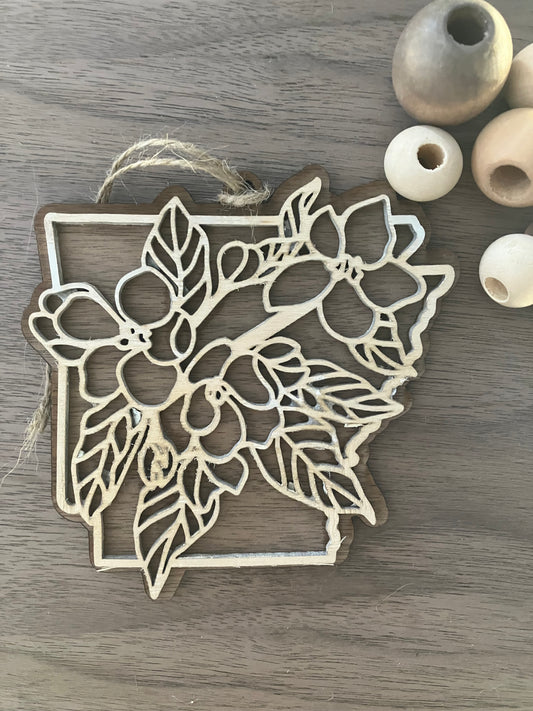 Wooden Arkansas State Flower Ornament