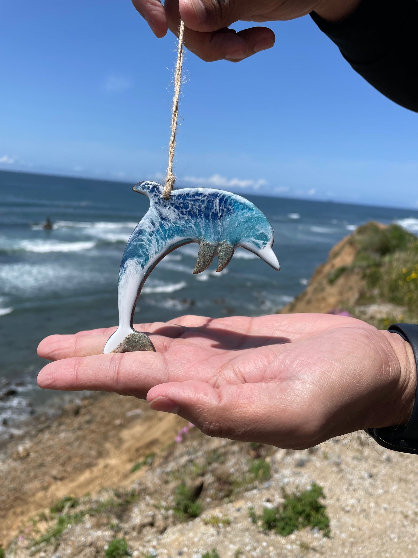 Swimming Dolphin Seaside Ornament