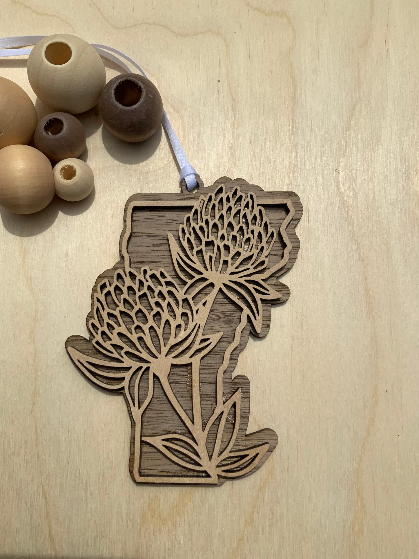Vermont Wooden State Flower Ornament