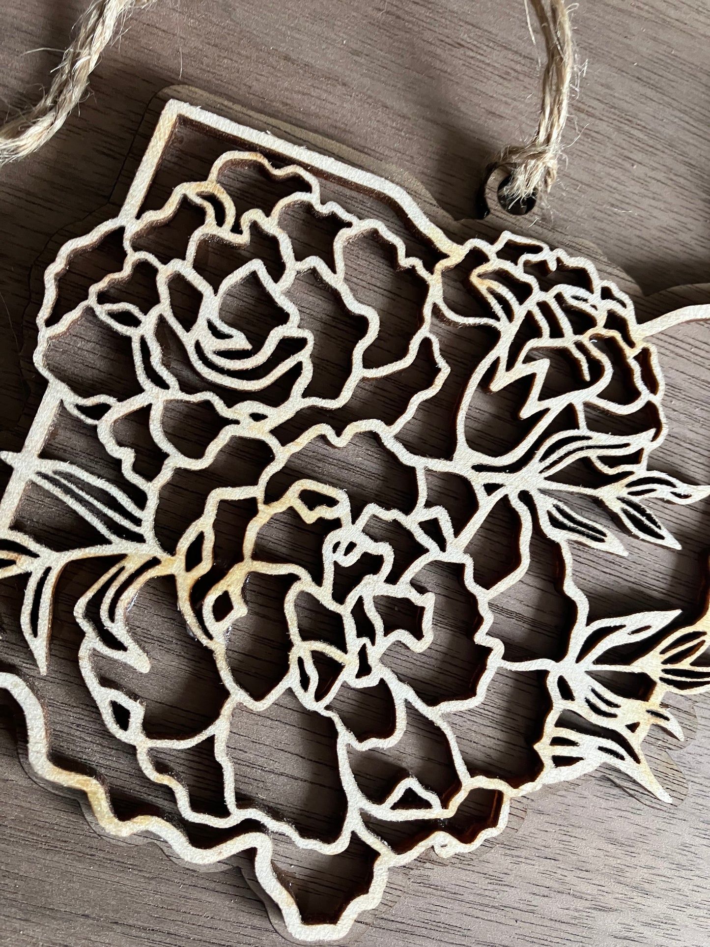 Wooden Ohio State Flower Ornament