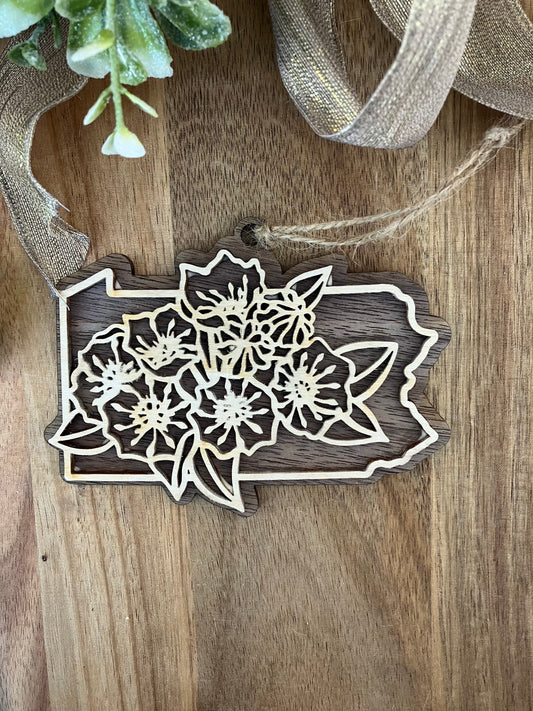 Wooden Pennsylvania State Flower Ornament