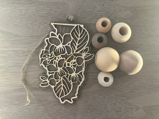 Wooden Illinois State Flower Ornament