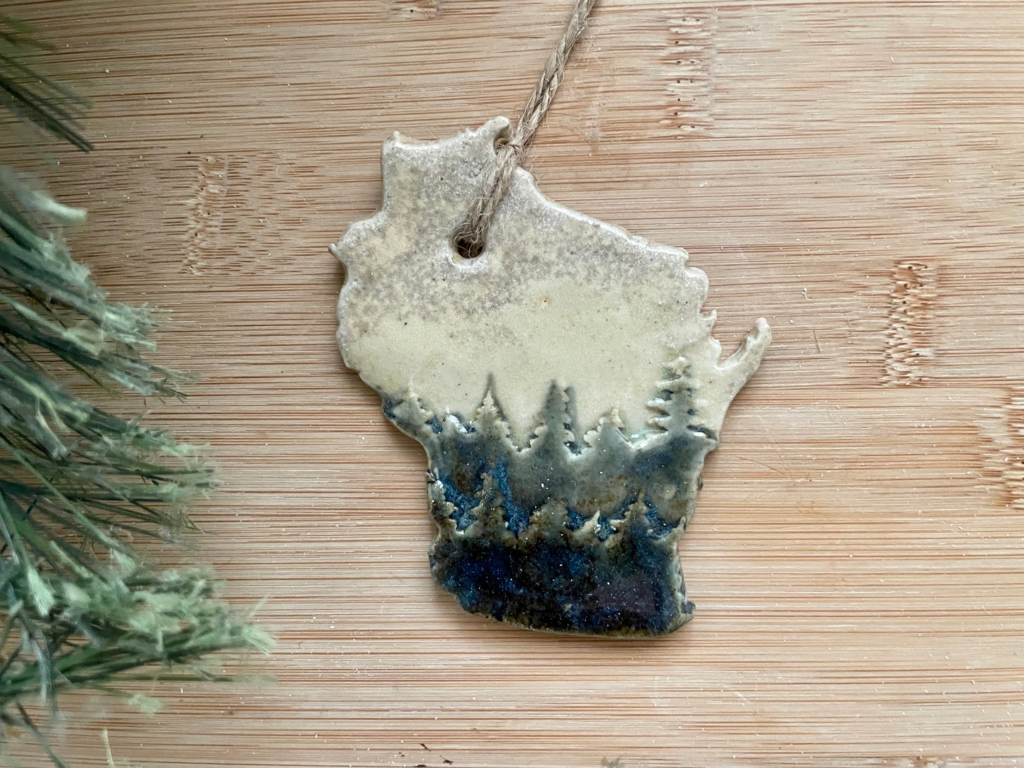 Wisconsin Rustic Clay Ornament
