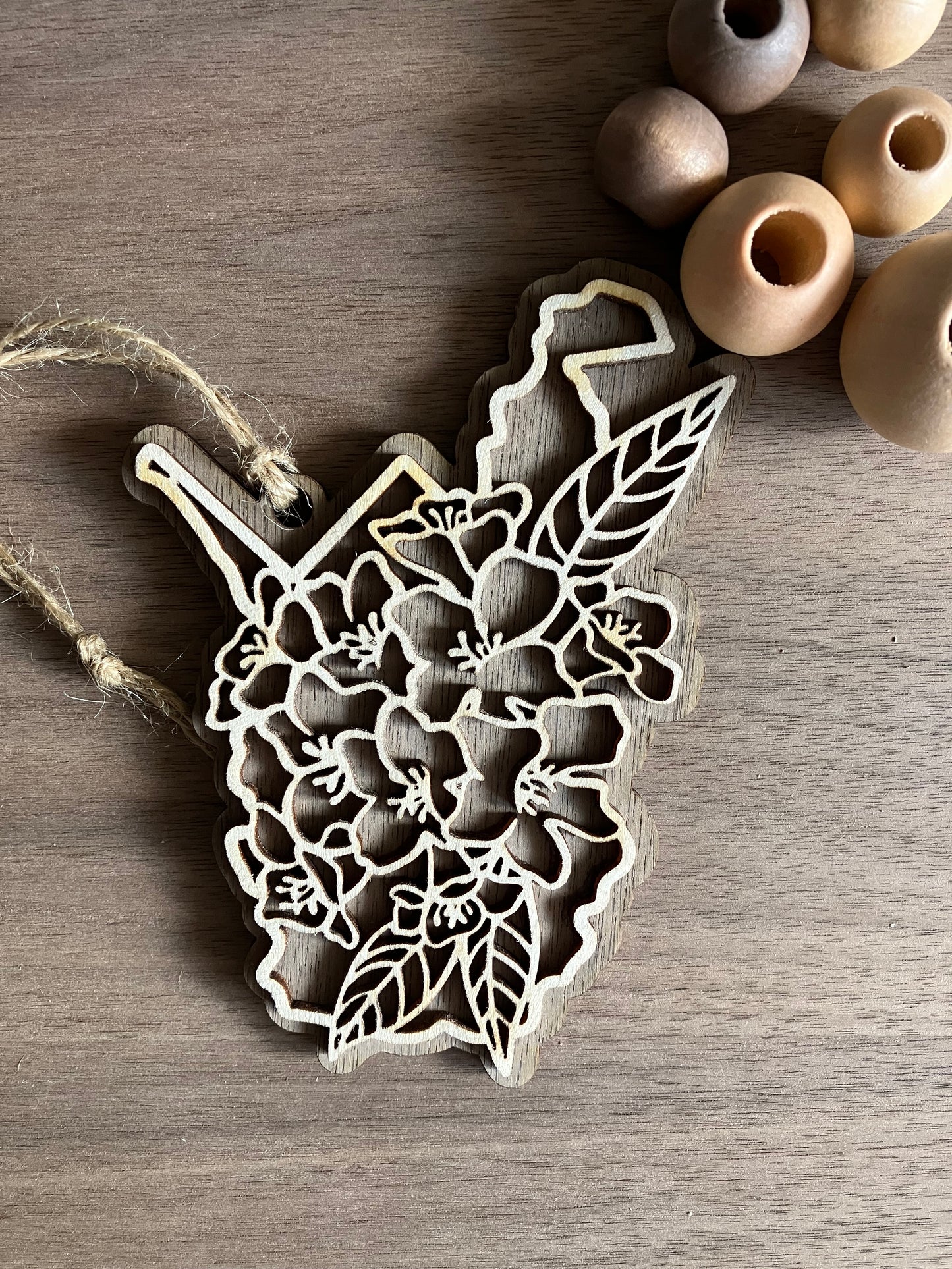 Wooden West Virginia State Flower Ornament