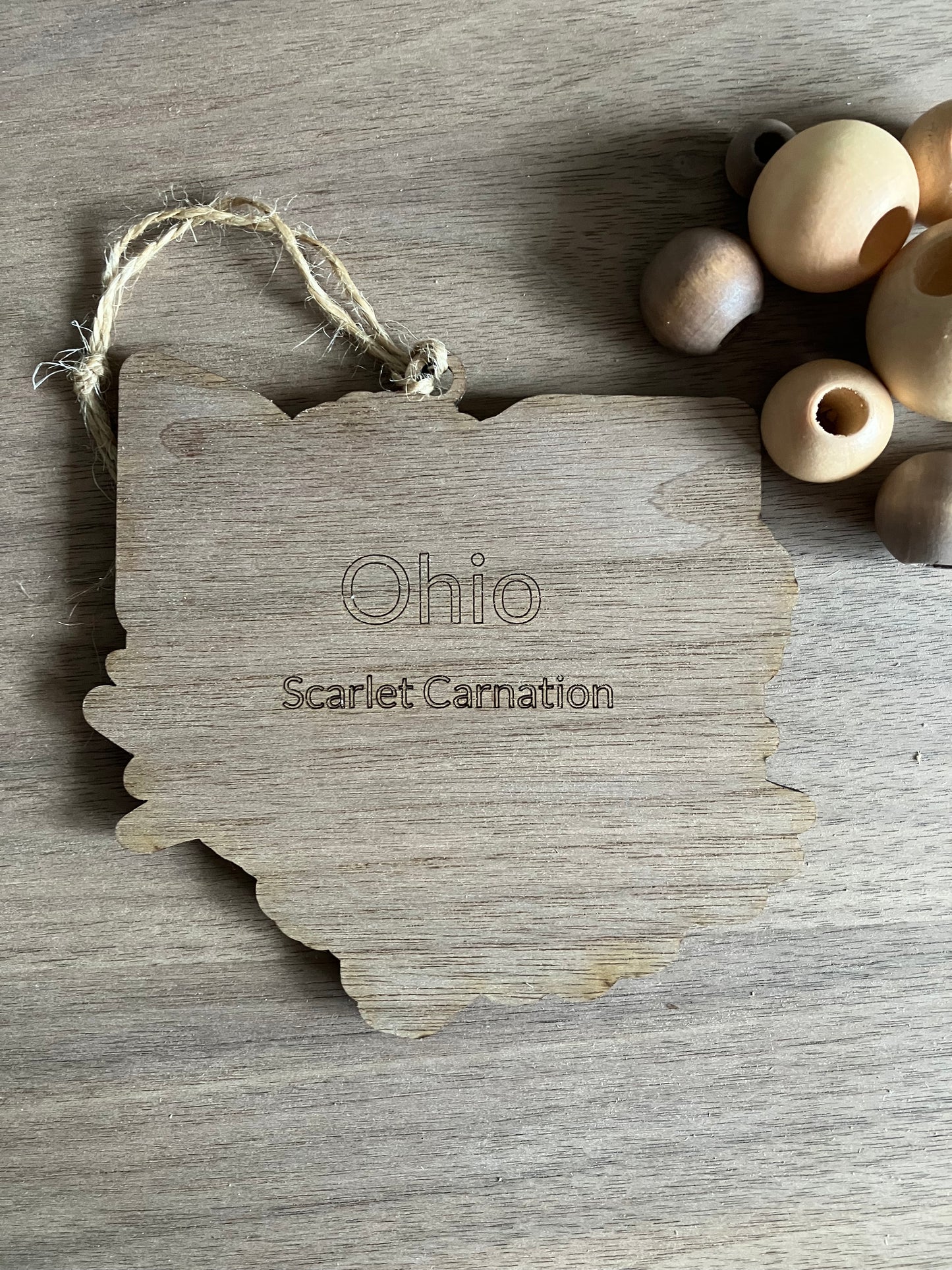 Wooden Ohio State Flower Ornament