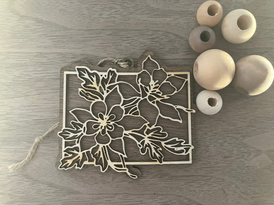 Wooden Colorado State Flower Ornament