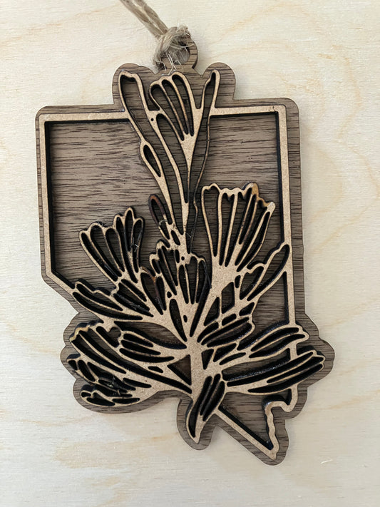 Wooden Nevada State Flower Ornament