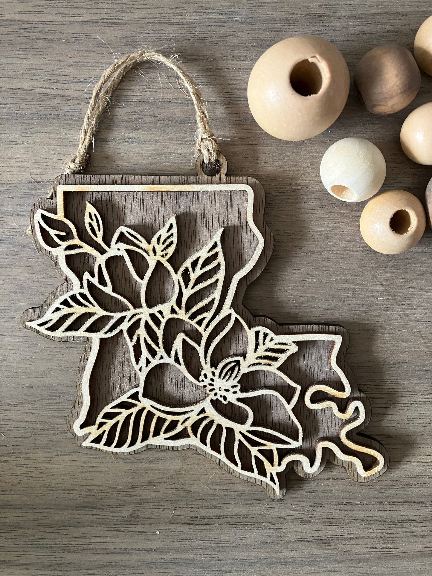 Wooden Louisiana State Flower Ornament