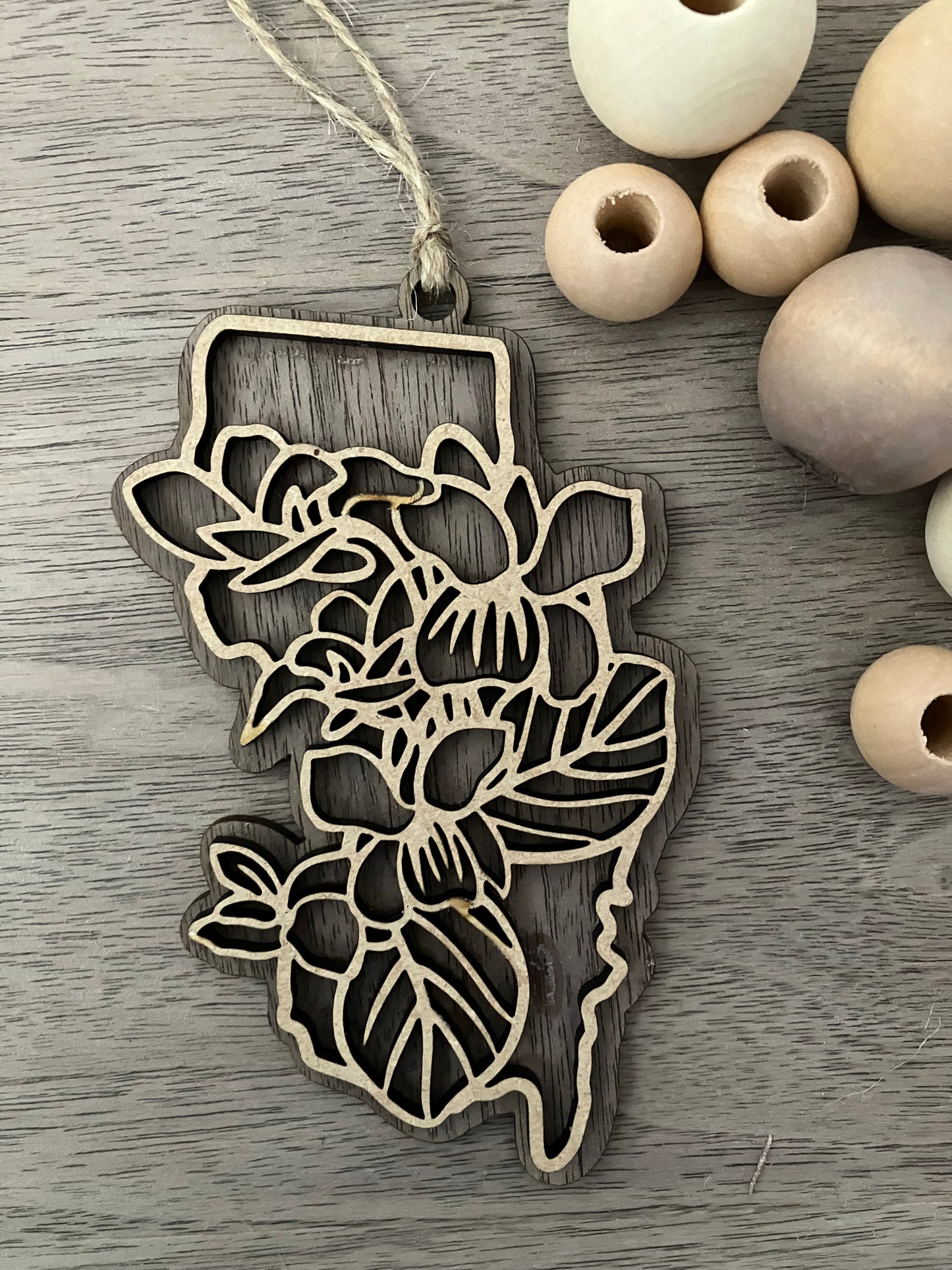 Wooden New Jersey State Flower Ornament