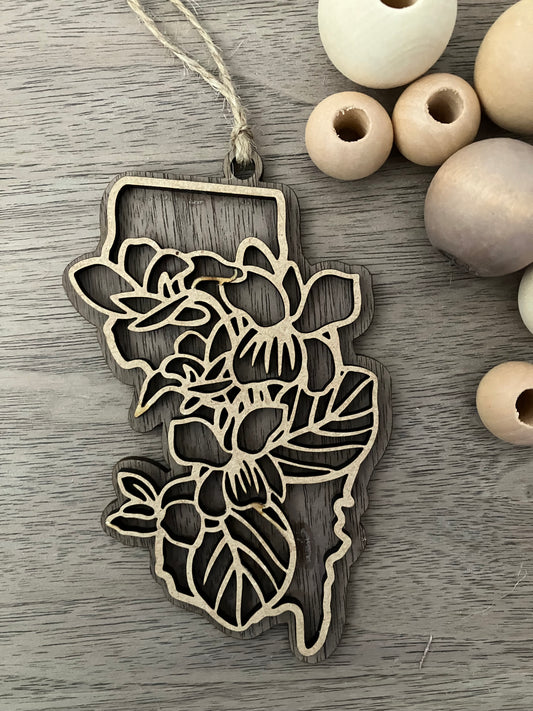 Wooden New Jersey State Flower Ornament