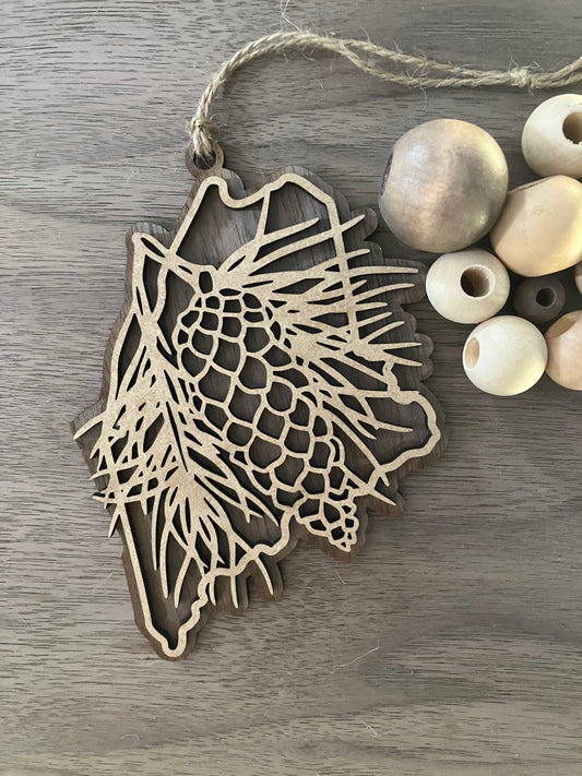 Wooden Maine State Flower Ornament