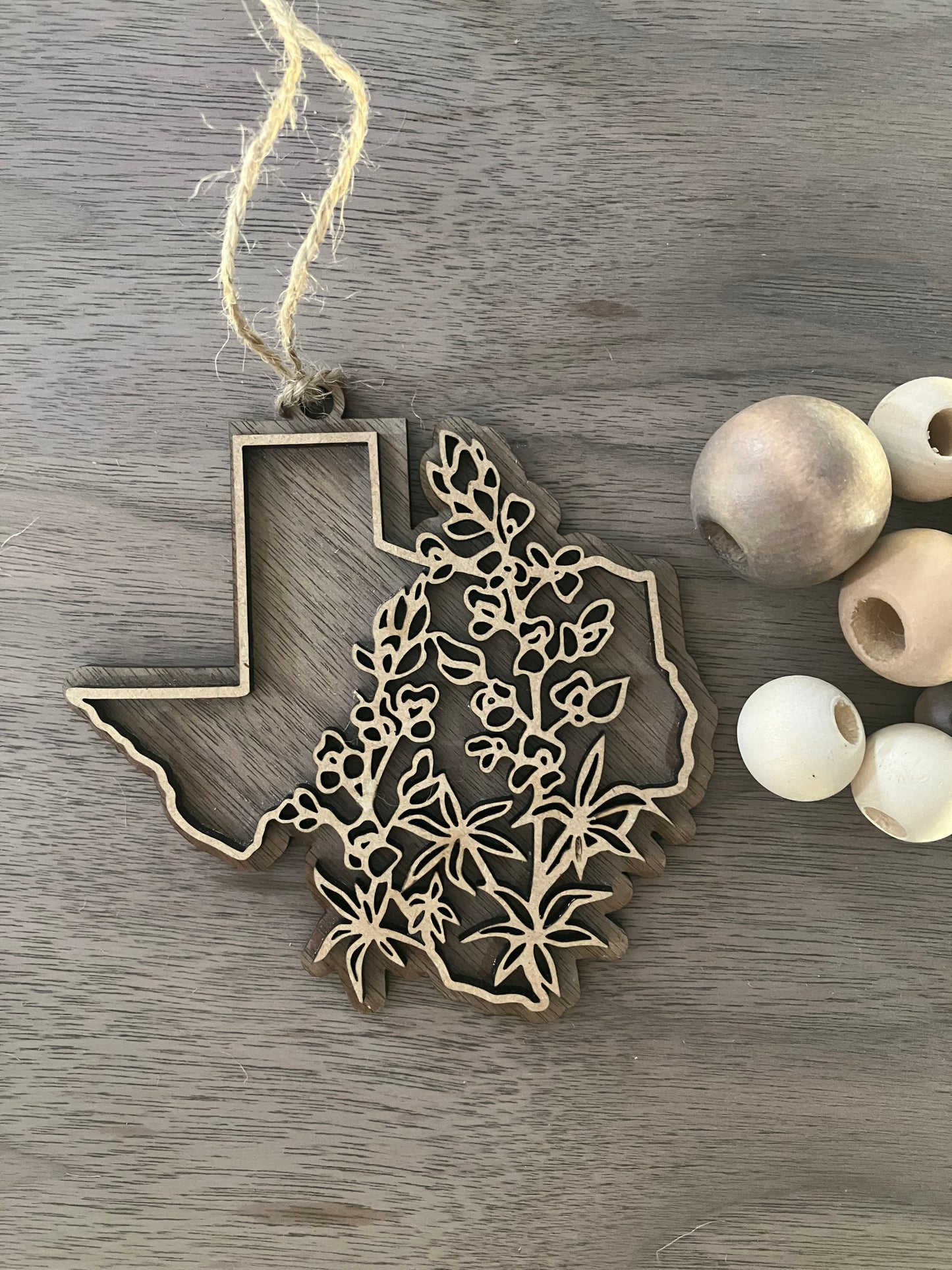 Wooden Texas State Flower Ornament