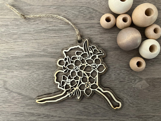 Wooden Alaska State Flower Ornament