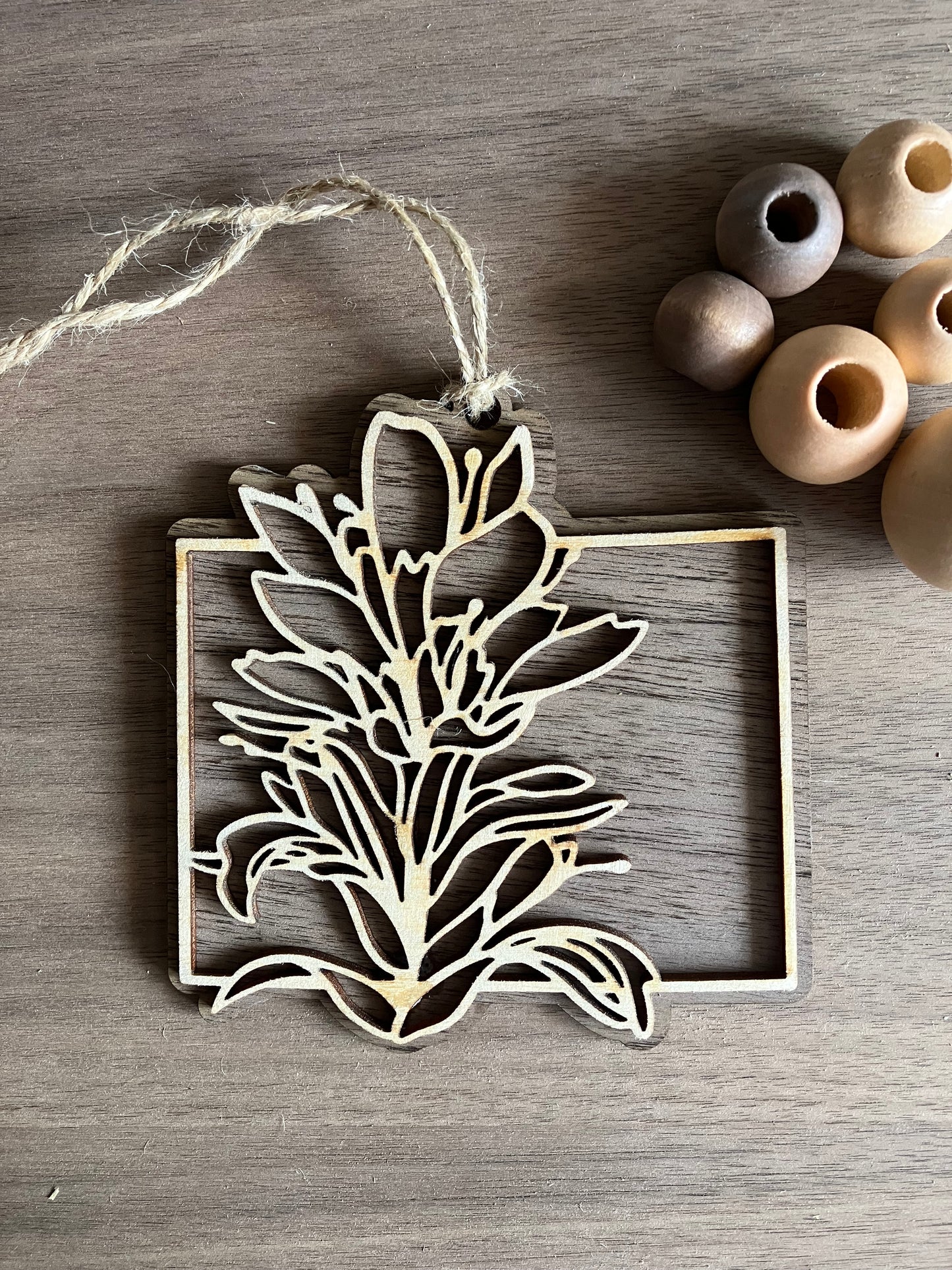 Wooden Wyoming State Flower Ornament