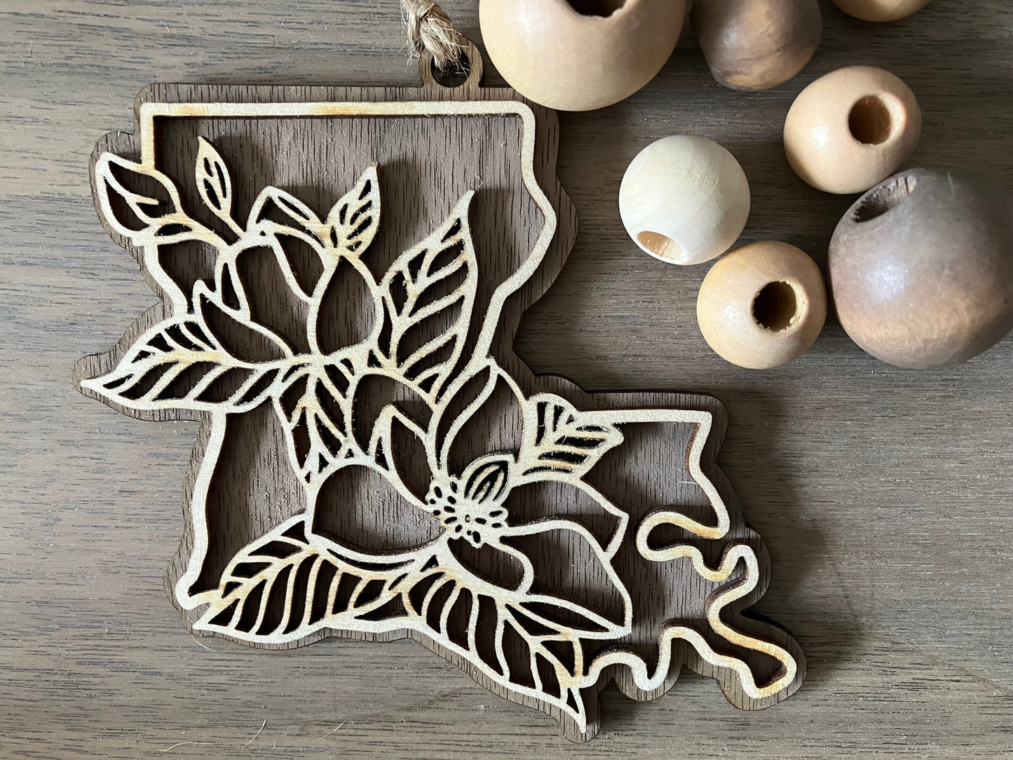 Wooden Louisiana State Flower Ornament