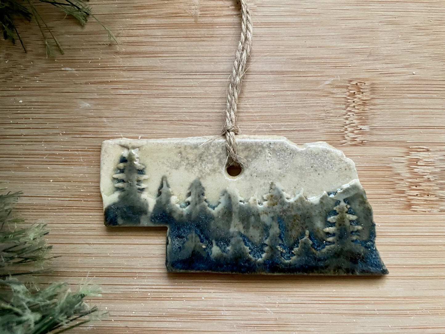 Nebraska Rustic Clay Ornament
