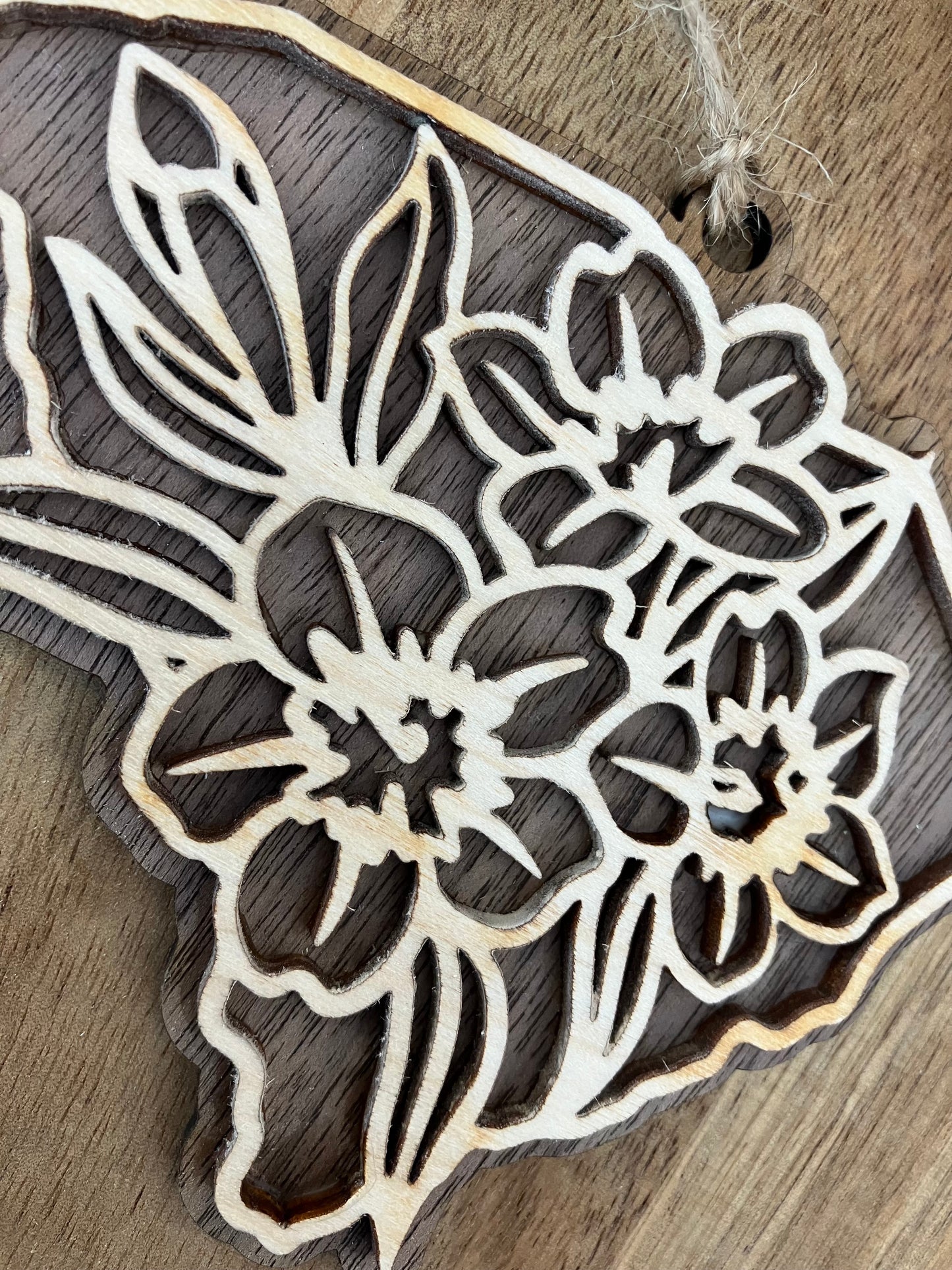 Wooden South Carolina State Flower Ornament